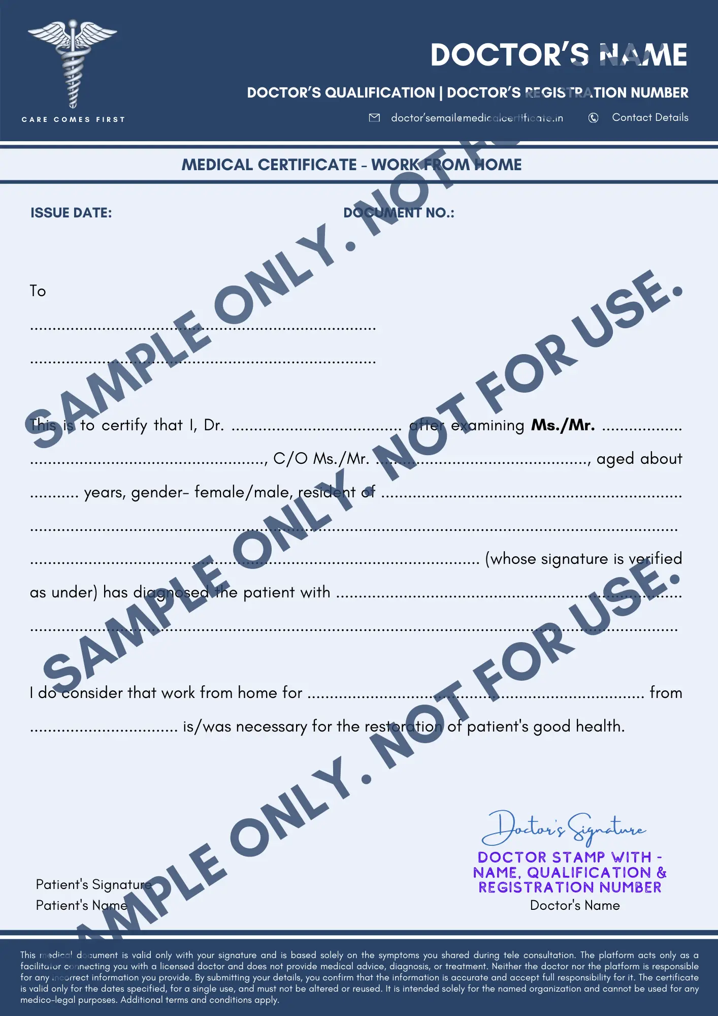 WFH Certificate Format