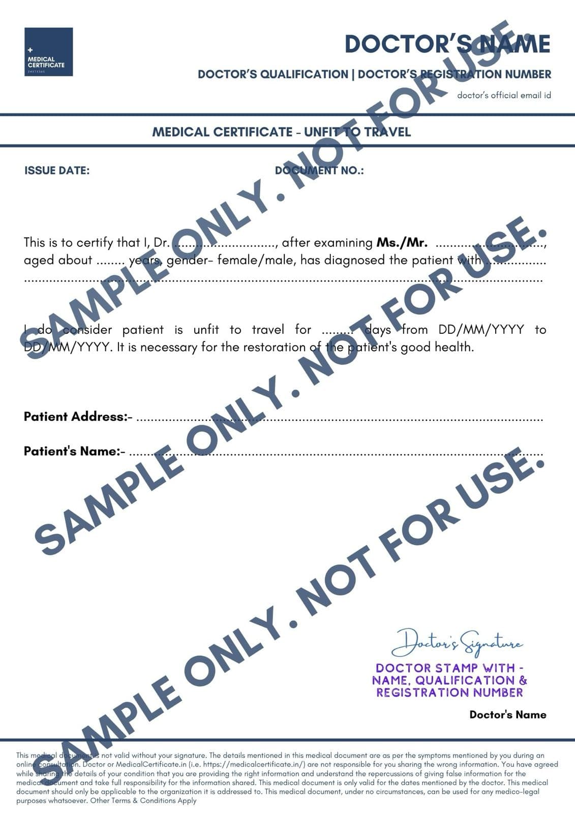 Unfit to Travel Certificate in Philippines Format